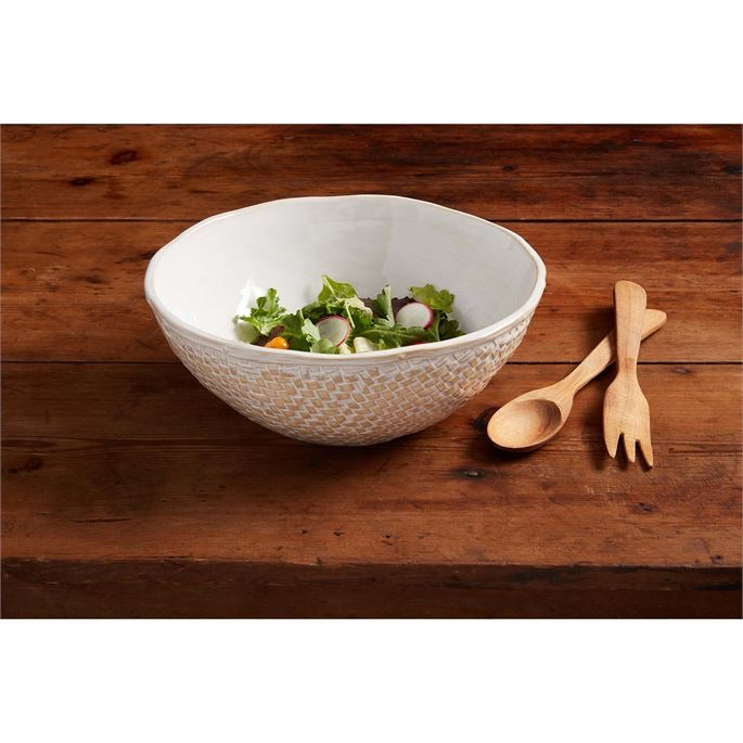 White Basket Weave Bowl Set