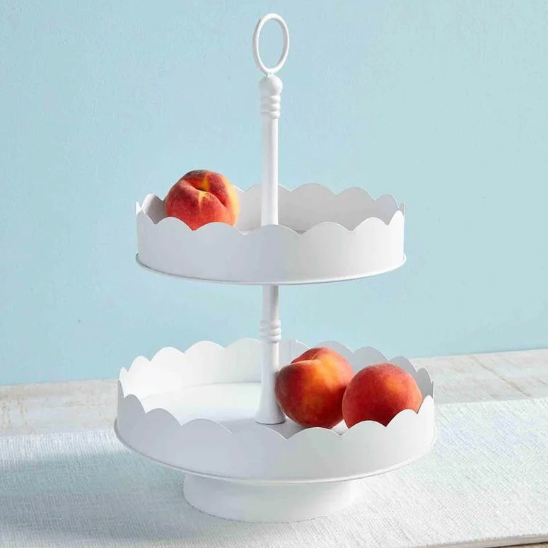 White Scalloped Tiered Server