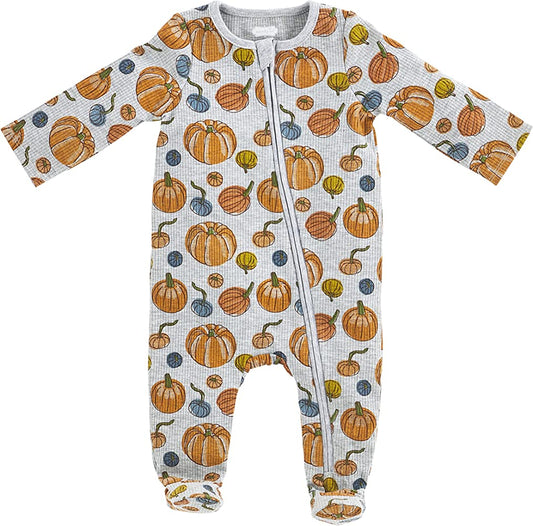 Gray Pumpkin Onesie Sleeper