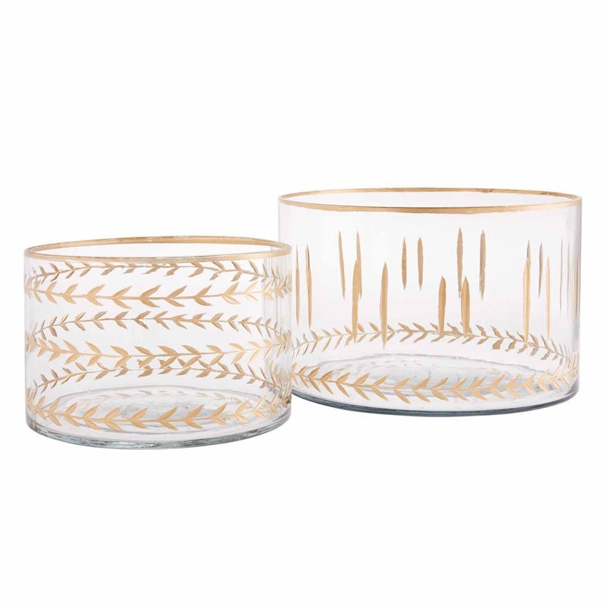 Gold Etched Glass Bowl