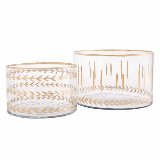 Gold Etched Glass Bowl