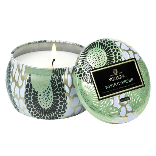 White Cypress Tin Candle