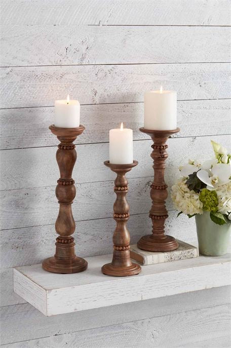 Wood Bead Candlesticks