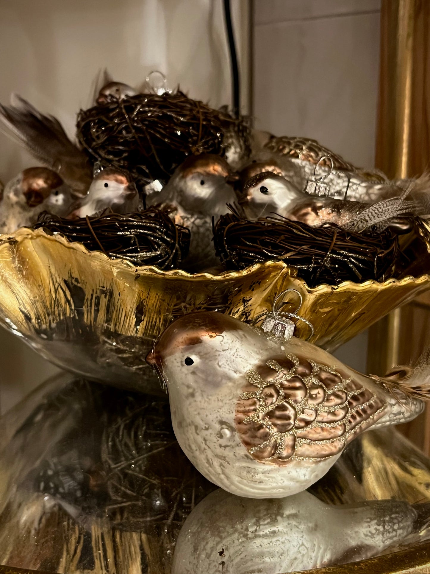 5.5" Assorted Glass Bird Ornament with Feather Tail