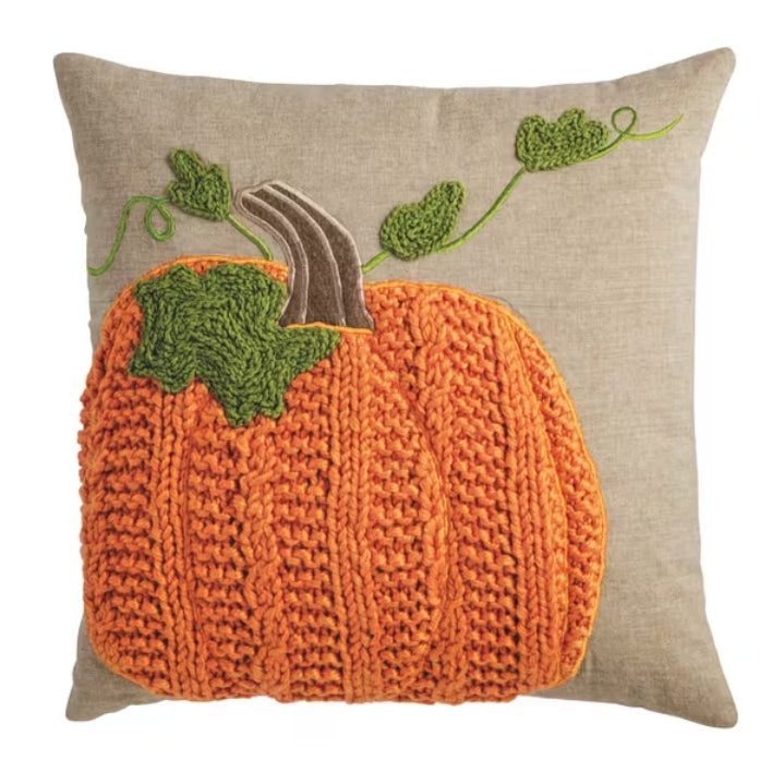 Square Pumpkin Vine Pillow