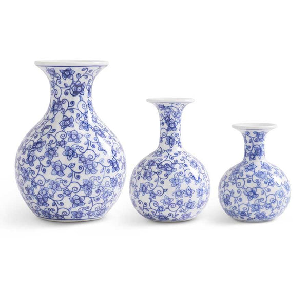 Blue Floral Chinoiserie Bud Vase