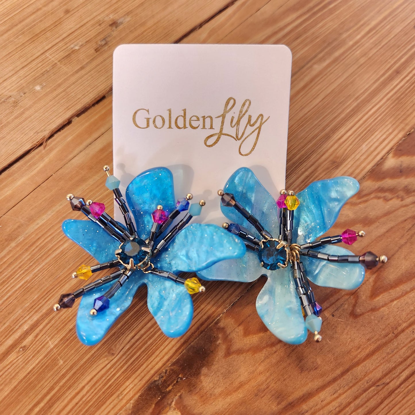 Golden Lily Acrylic Flower Earrings