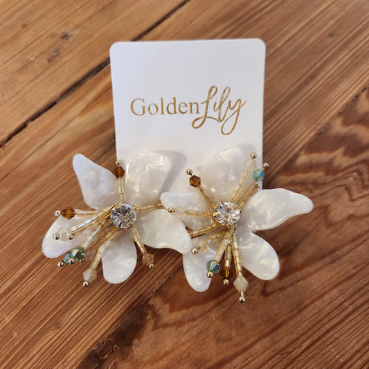 Golden Lily Acrylic Flower Earrings