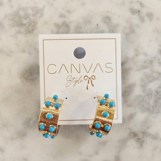 Yellowstone Turquoise Studded Hoop Earrings