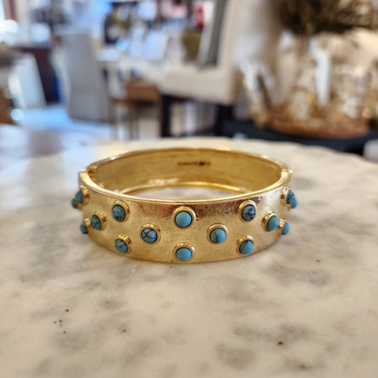 Yellowstone Turquoise Studded Hinge Bangle