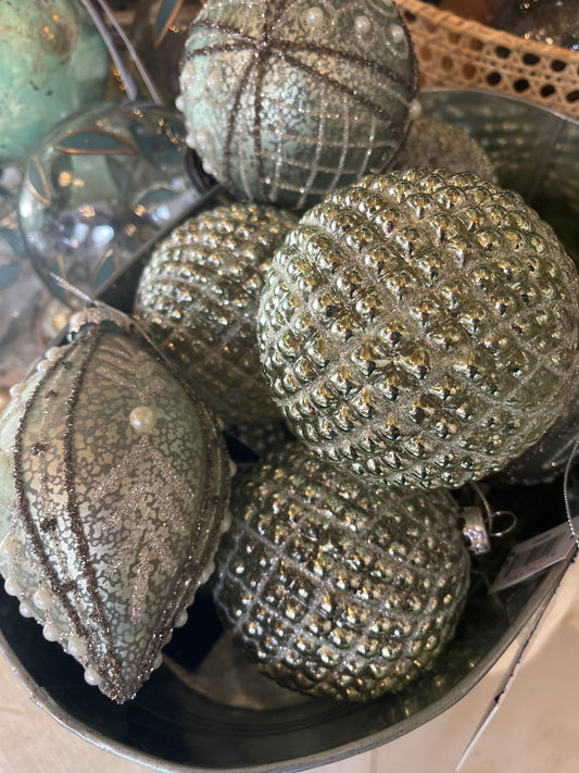 Green Mercury Glass Ornament