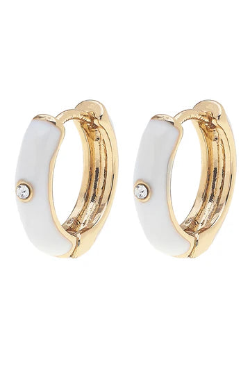 Cici White Hoop Earrings