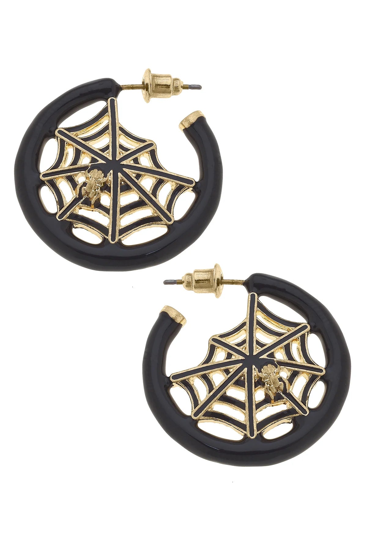 Enamel Spider Web Hoop Earrings
