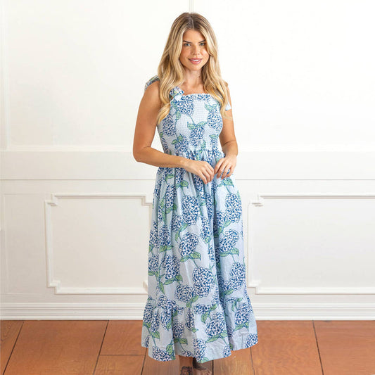 Hydrangea Stem Smocked Dress