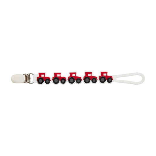 Red Tractor Silicone Pacifier Clip