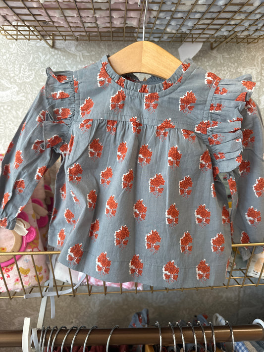 Floral Block Print Pinafore