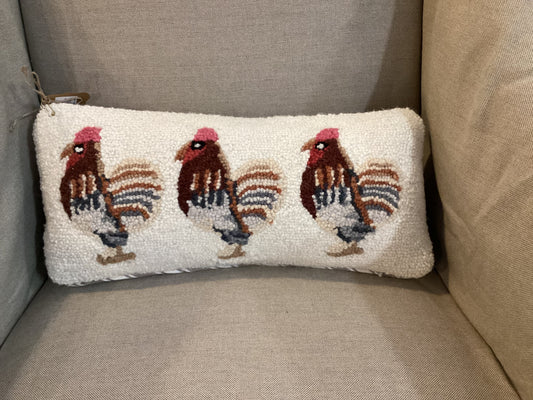 Farm Chicken Hooked Wool Pillow