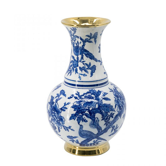 Chinoiserie Vase with Gold Accents