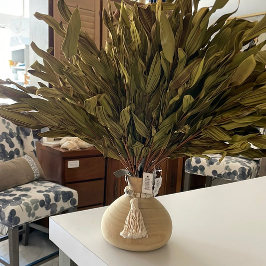 21” Green & Brown Leafy Stem