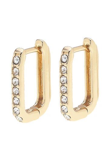Tai Pave Rectangle Huggie Hoop Earrings