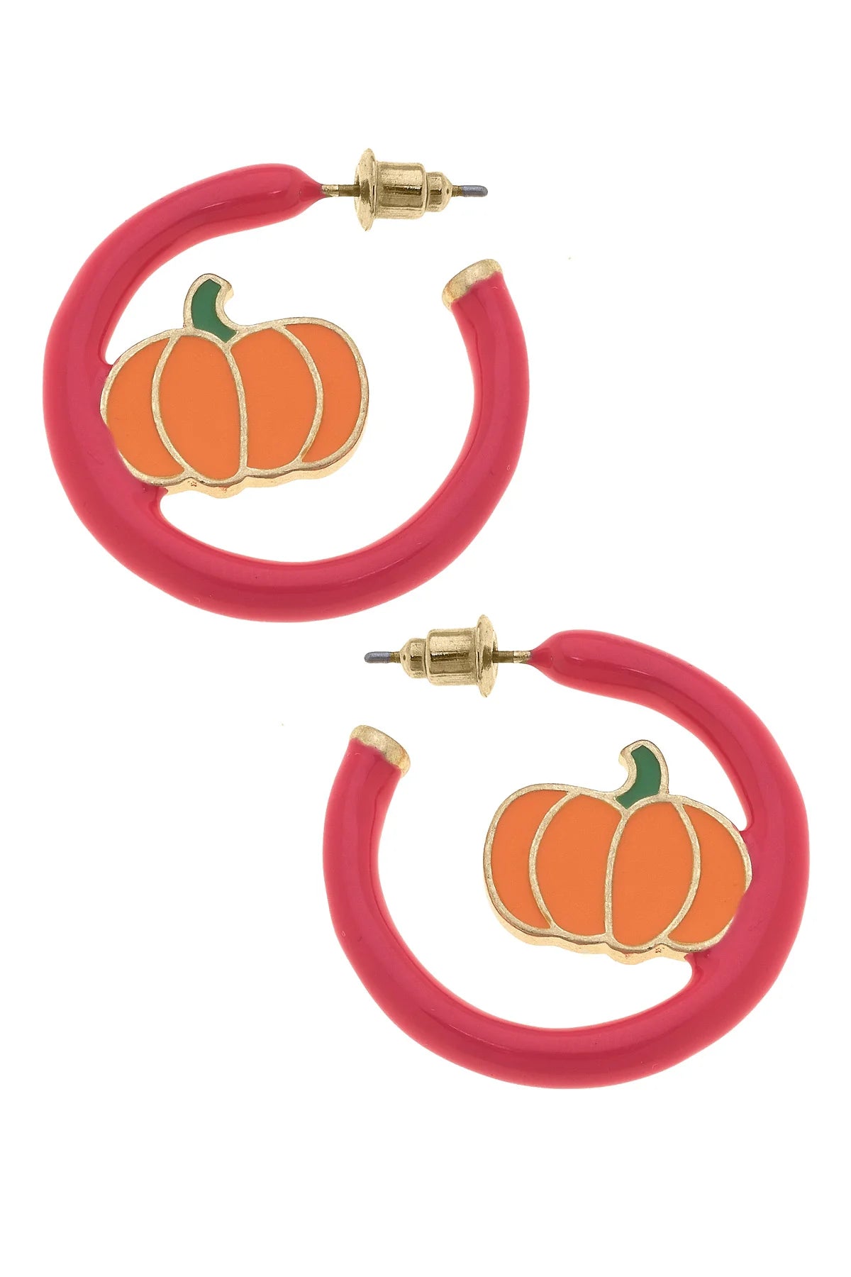 Enamel Pumpkin Patch Hoop Earrings