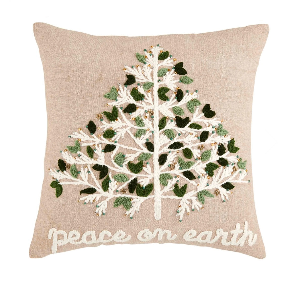 Peace on Earth Christmas Tree Pillow