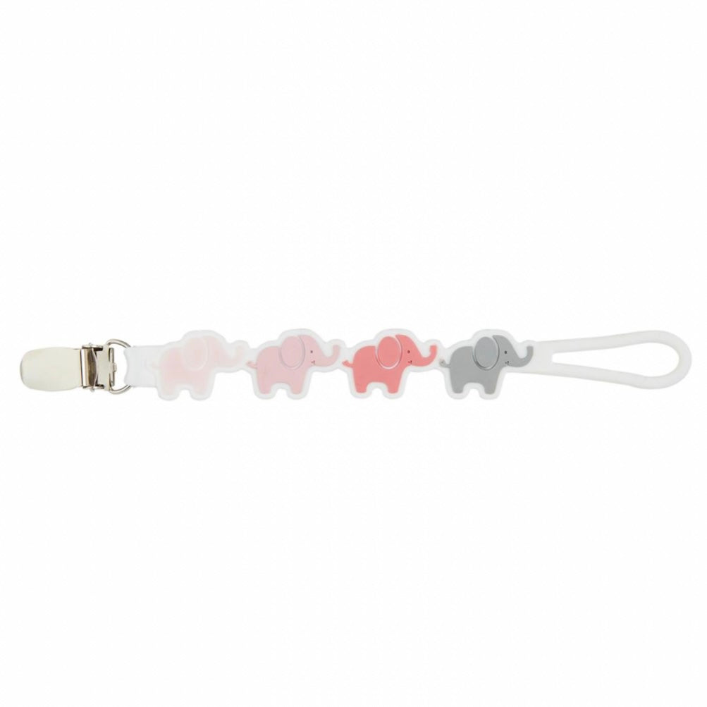Pink Elephant Silicone Pacifier Clip Strap