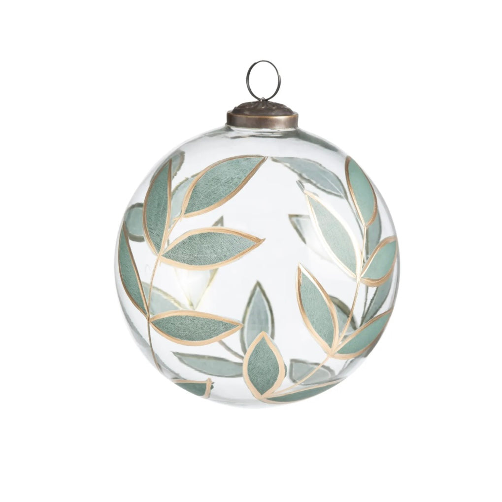 Painted Laurel Glass Ornament