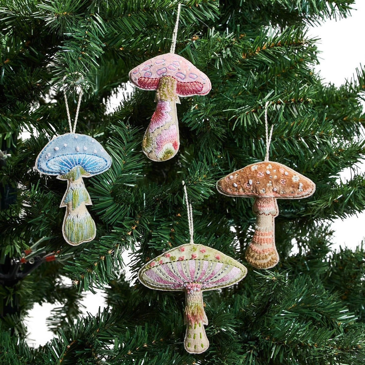 Embroidered Mushroom Ornament