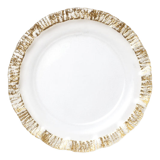 Gold Rim Ruffle Glass Charger Plate Vietri