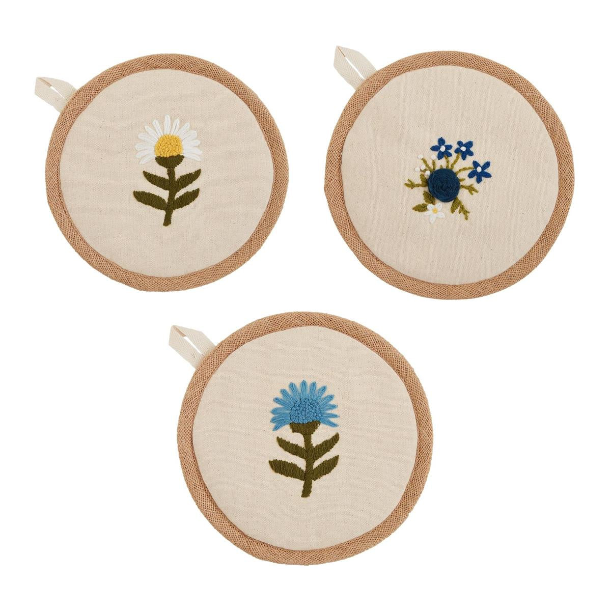 Flower Embroidery Pot Holder