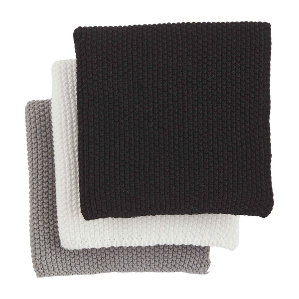 Black White White Knit Dish Cloth