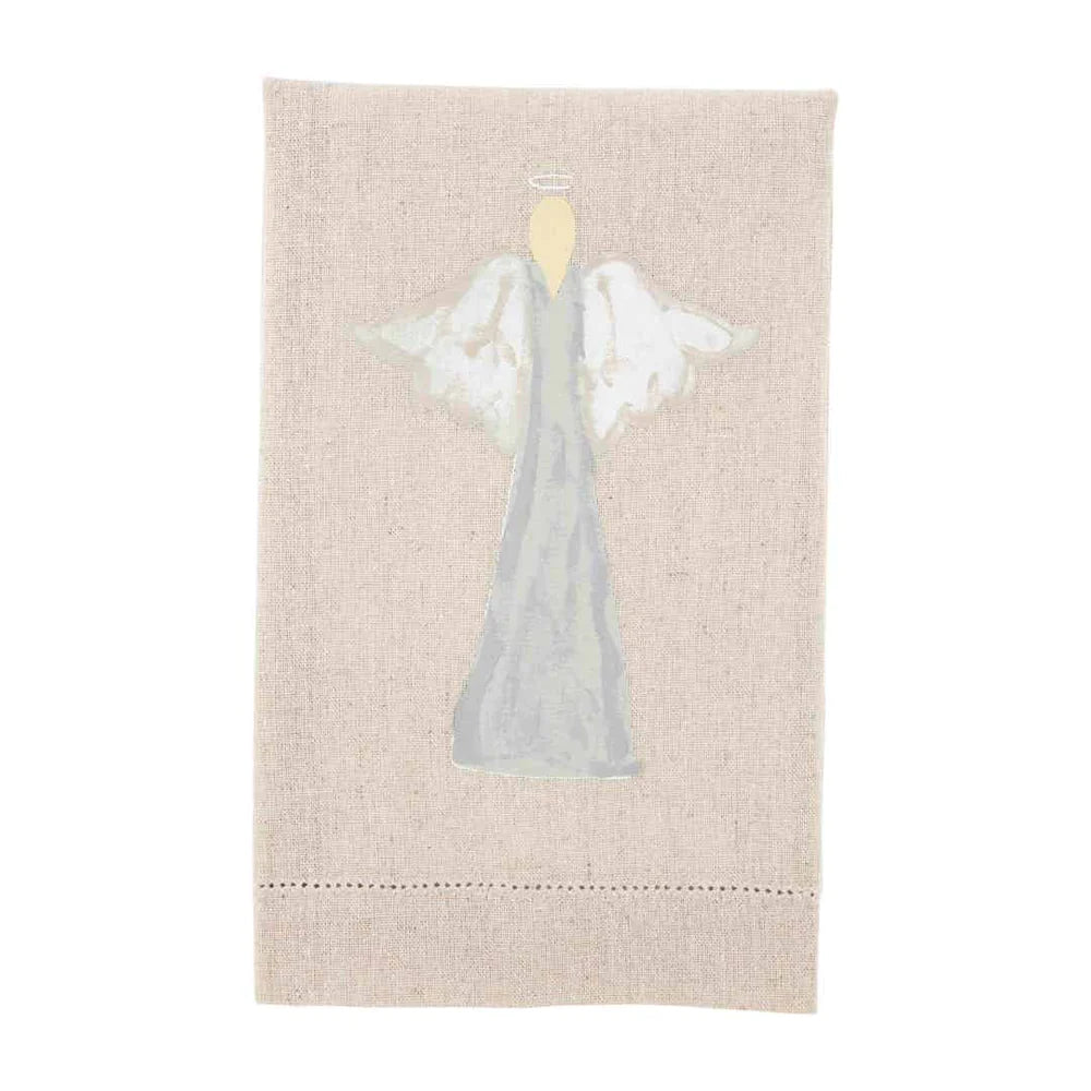 Angel White Christmas Handpainted Towel