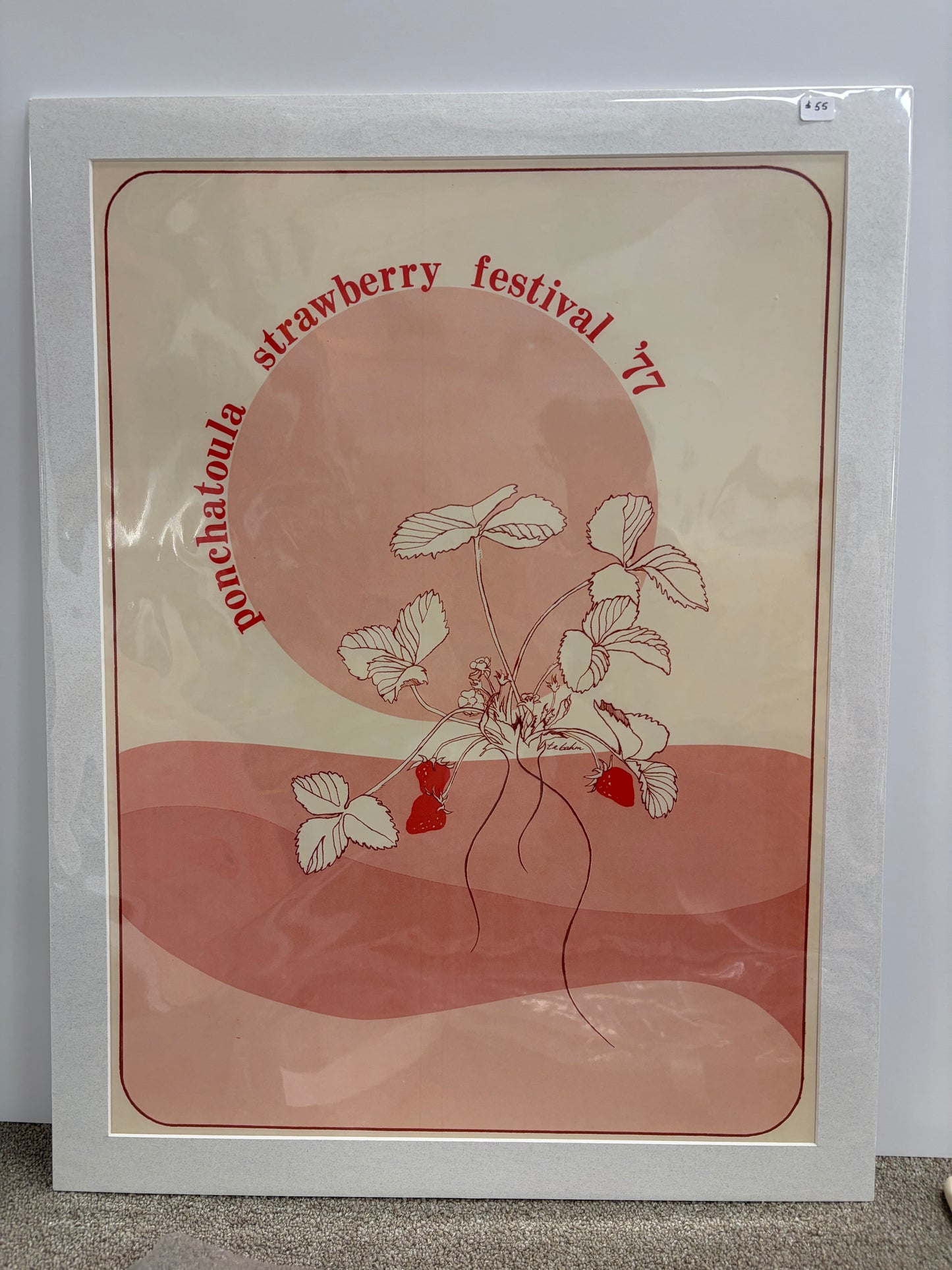 1977 Strawberry Festival Poster, matted