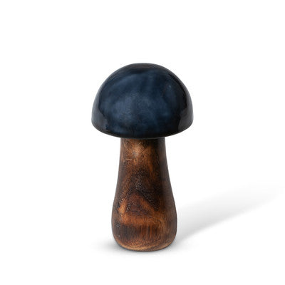 Navy Blue Lacquer Wooden Mushroom, Medium