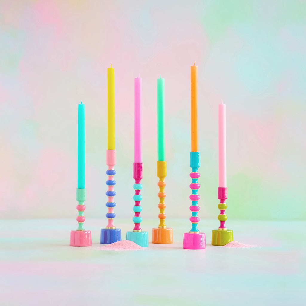 Glitterville Rainbow Stripe Candle Sticks