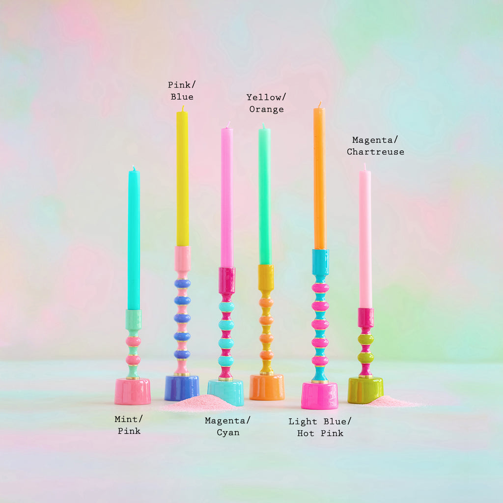 Glitterville Rainbow Stripe Candle Sticks