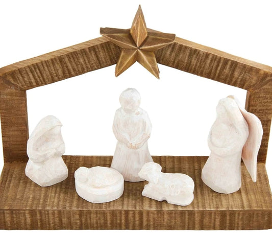 White Christmas Wood Nativity