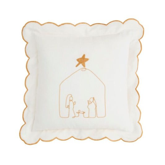 Gold Scallop Nativity Pillow