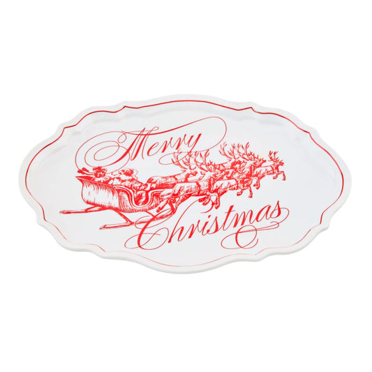 Merry Christmas Toile Platter