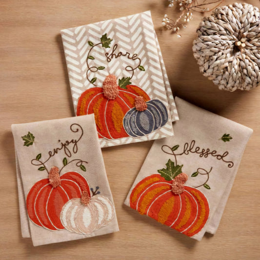 Embroidered Pumpkin Towel