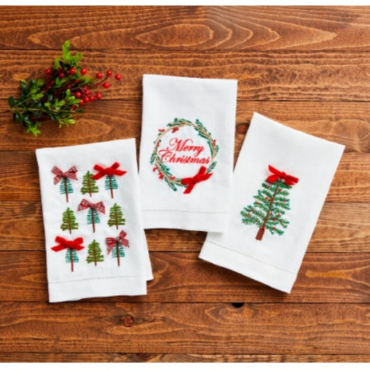 Christmas Embroidered Bow Towels