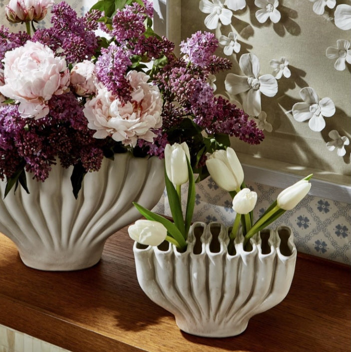 Banyan White Ceramic Vases