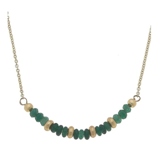 Hallie Beaded Crescent Necklace