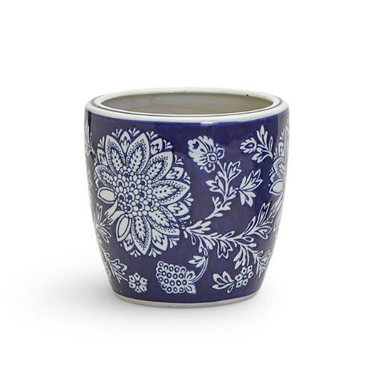 Blue and White Chinoiserie Planter Vase