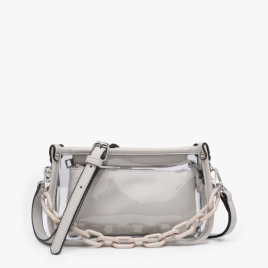 Jessica Clear Crossbody Bag in Light Gray