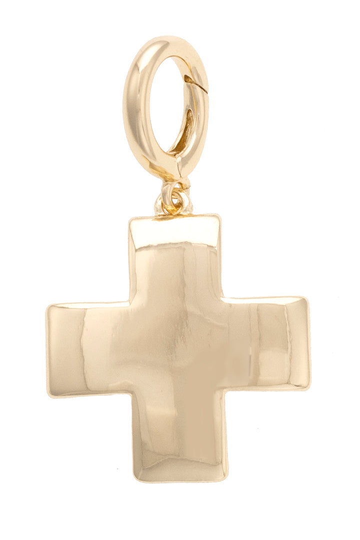Square Cross Pendant in Shiny Gold