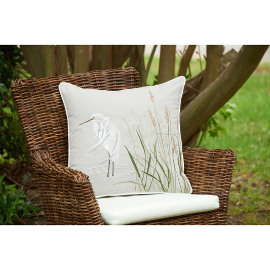 White Egret Pillow Grey