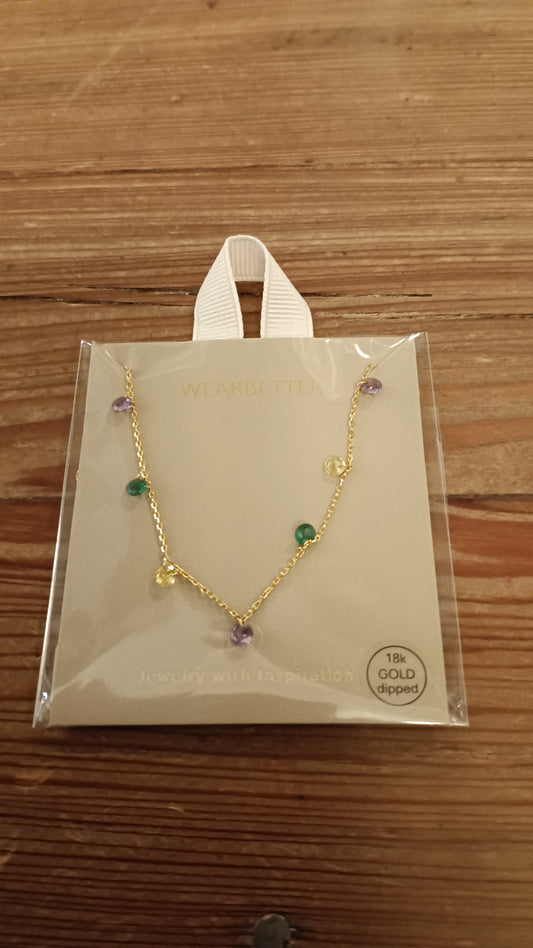Mardi Gras Dangling Gem Necklace