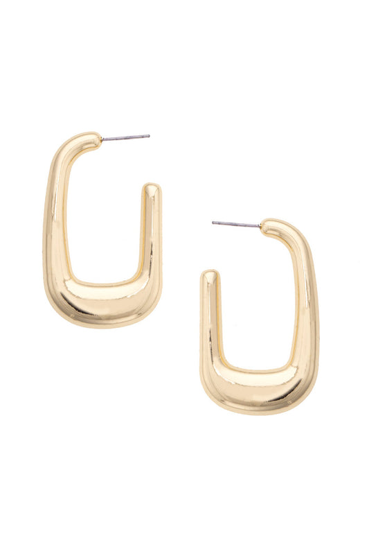 Halston Mod Hoop Earrings in Shiny Gold